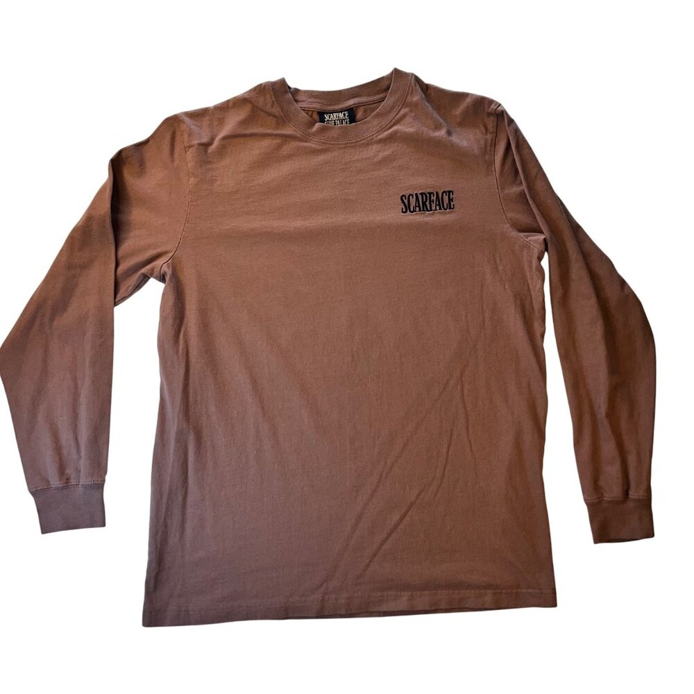 Scarface Shoe Palace Long Sleeve Graphic Tee L 100% Cotton Brown